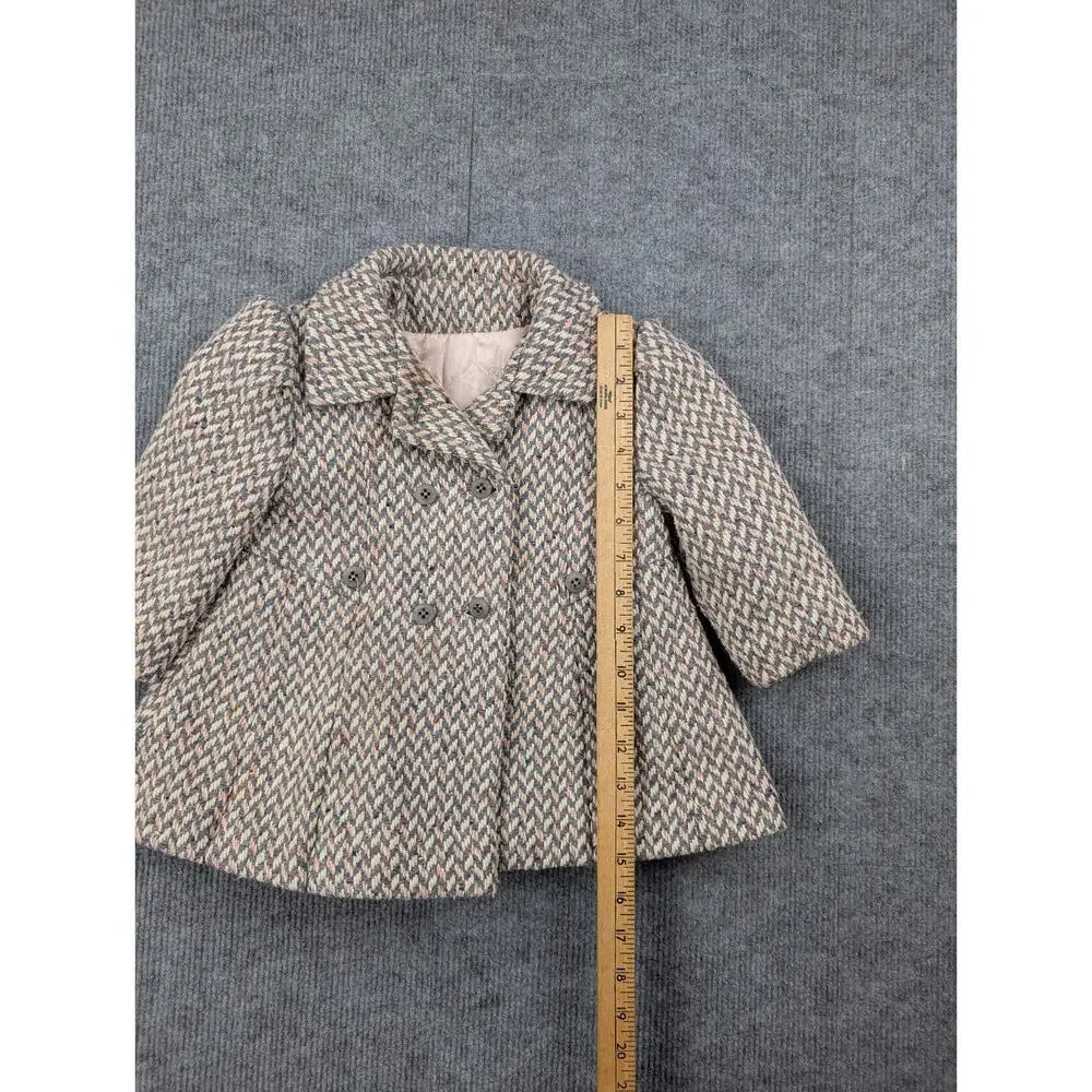 Vintage Freeway Fashions Pea Coat Set Kid Girls 2T Herringbone Bonnet Hat Retro